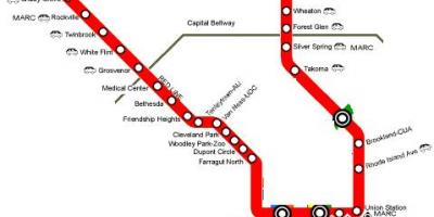 Washington dc punainen viiva kartta