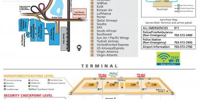 Washington dullesin kansainvälinen lentokenttä kartta
