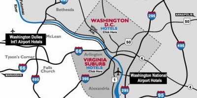 Washington dc: n alueella lentokentät kartta
