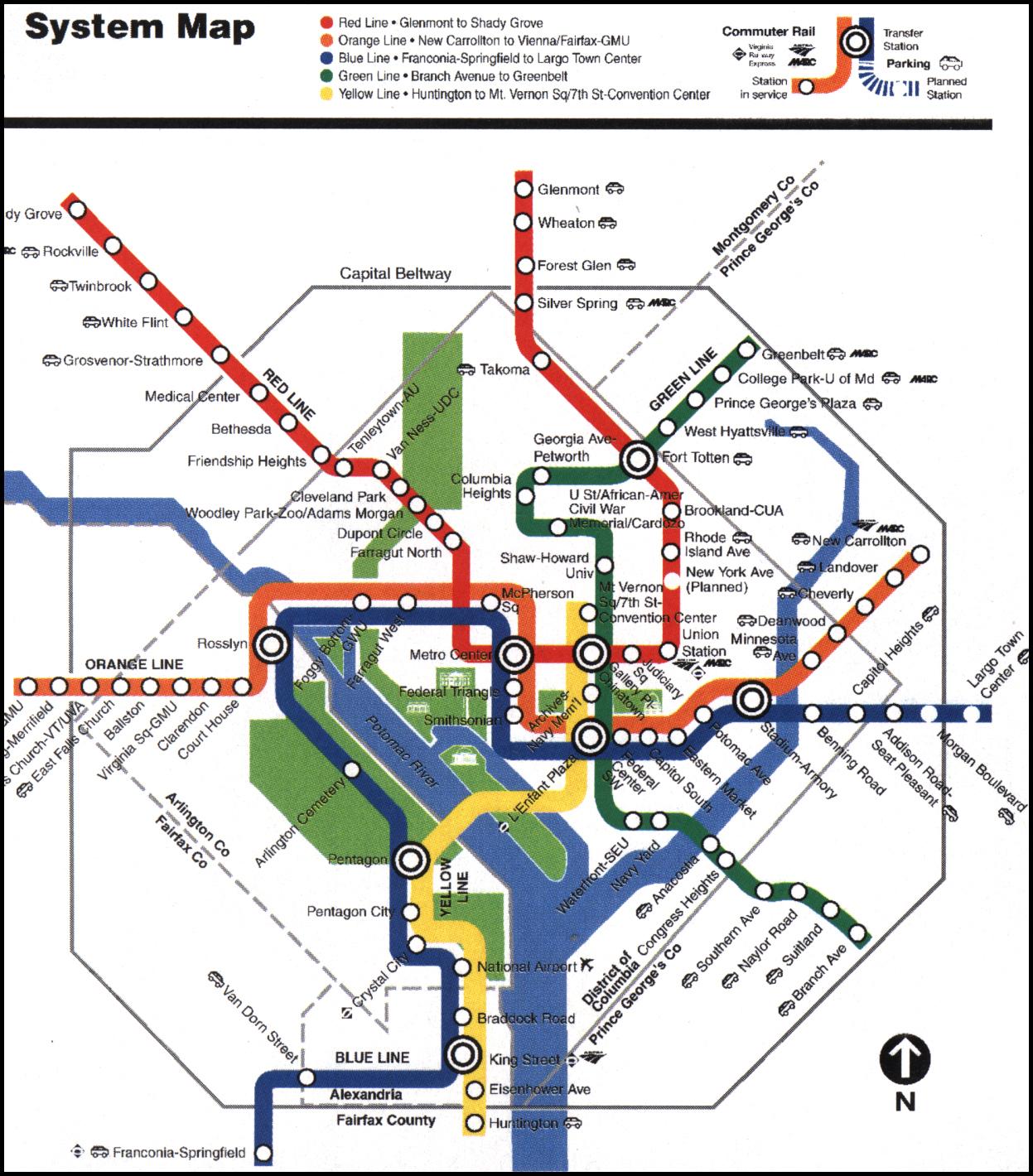 Dc metro juna kartta - Washington dc metro juna kartta (District of  Columbia - USA)