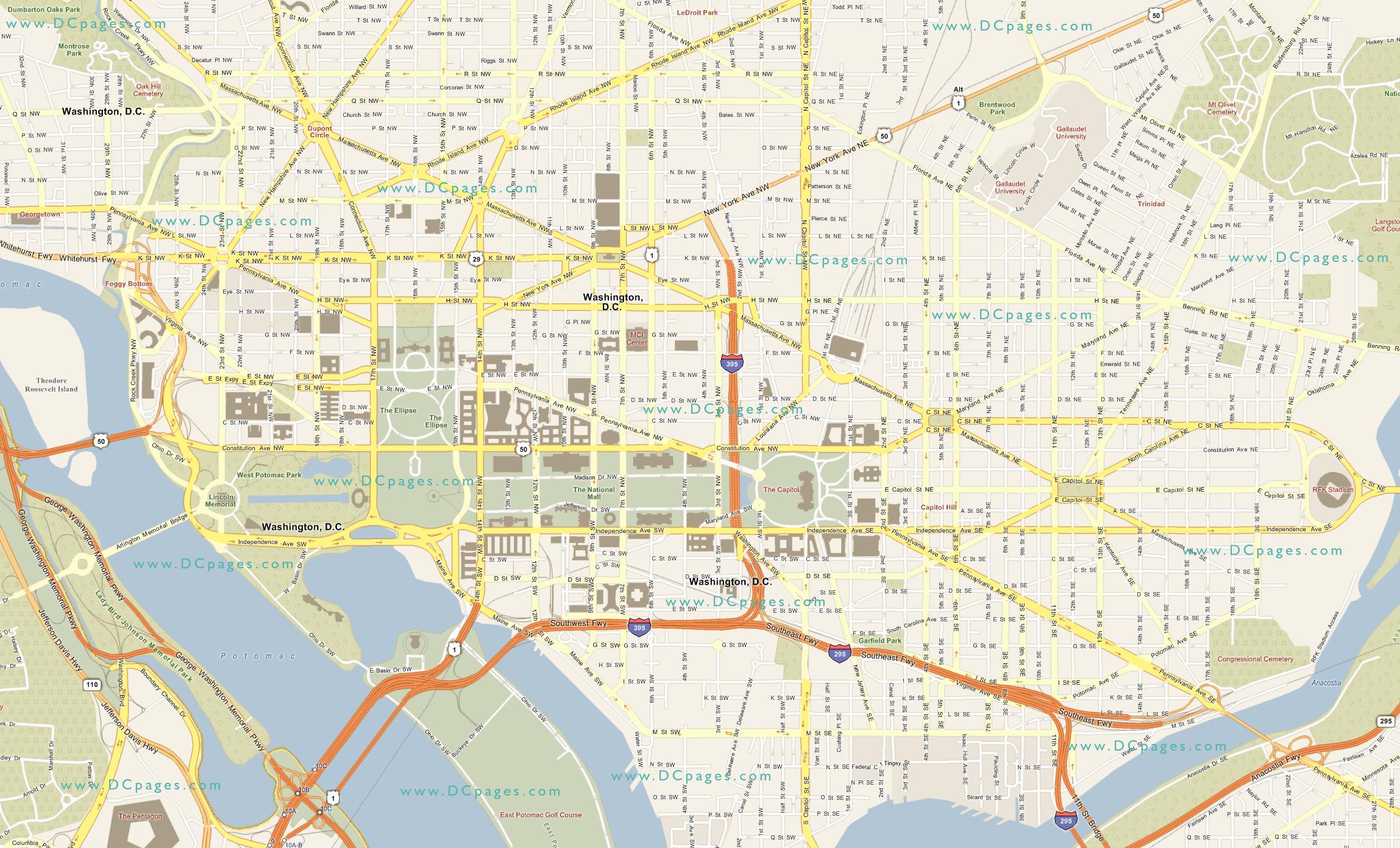 Washington dc street map - Washington street map (District of Columbia -  USA)