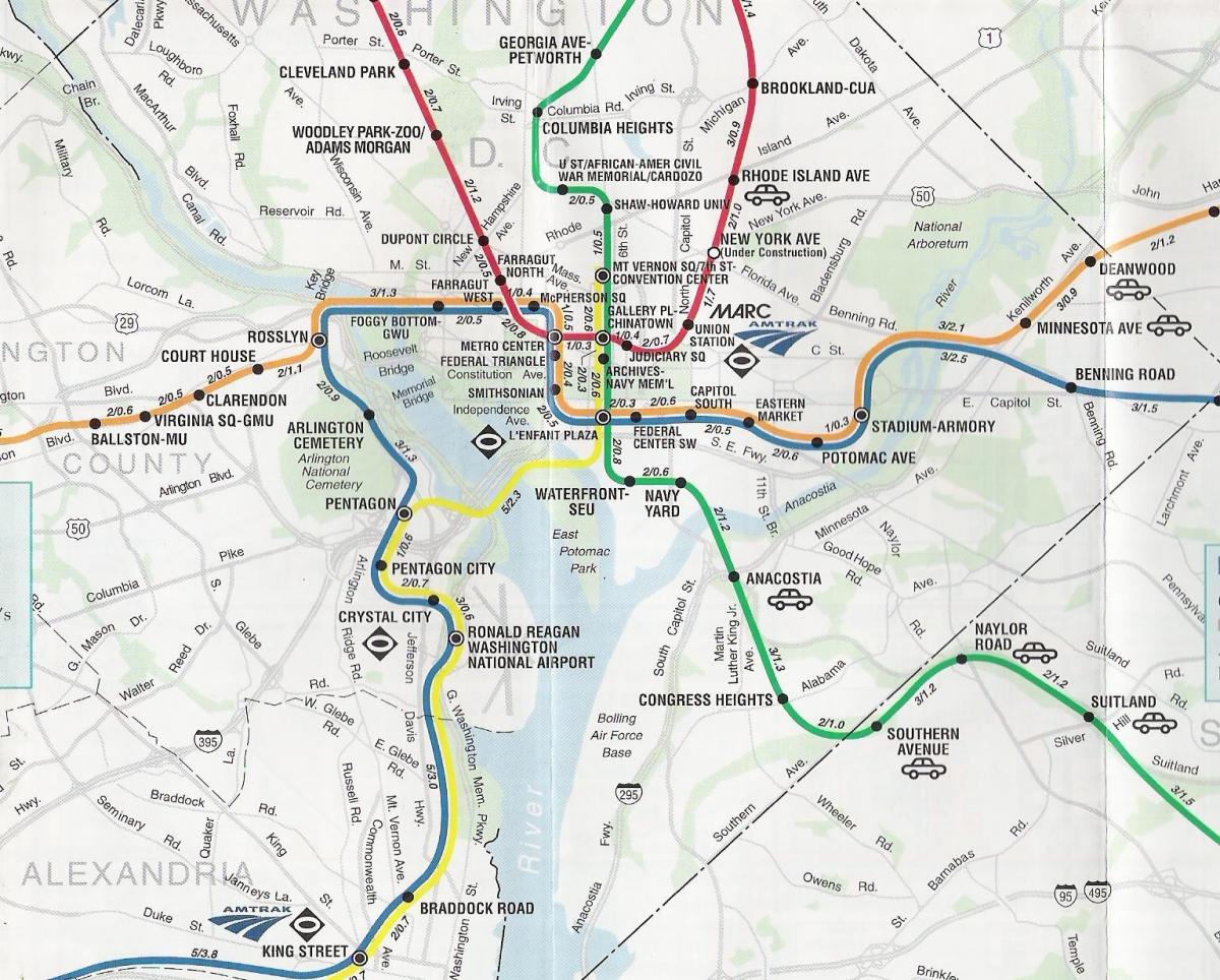 washington dc kartta metro pysähtyy