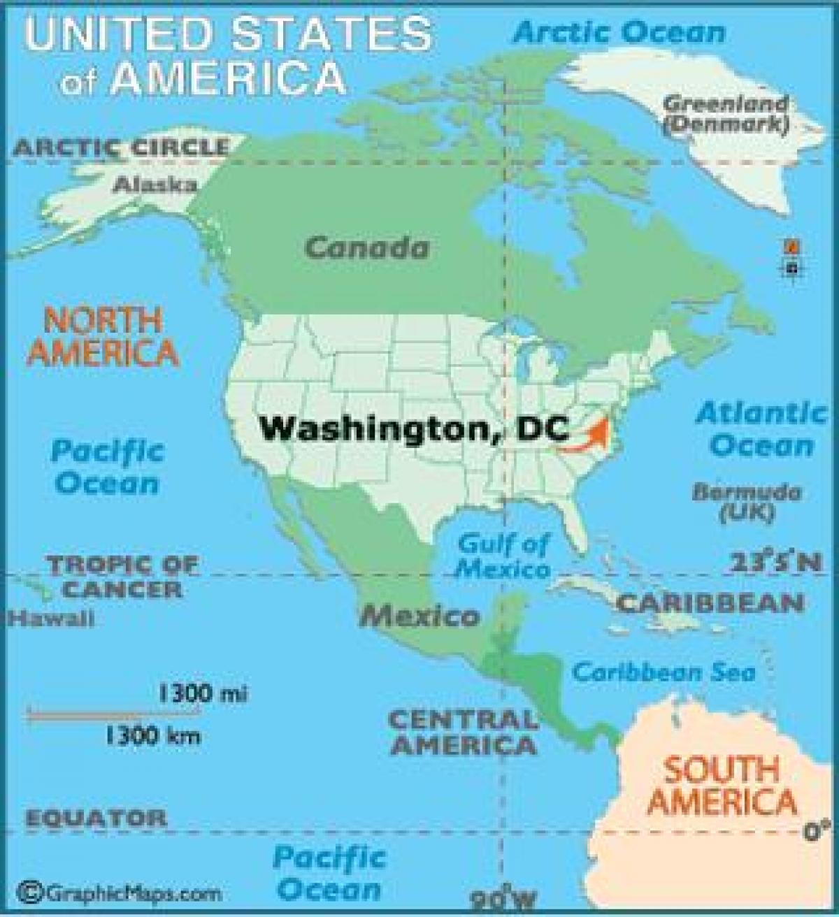 Kartta usa osoittaa washington dc - Kartta osoittaa washington dc (District  of Columbia - USA)