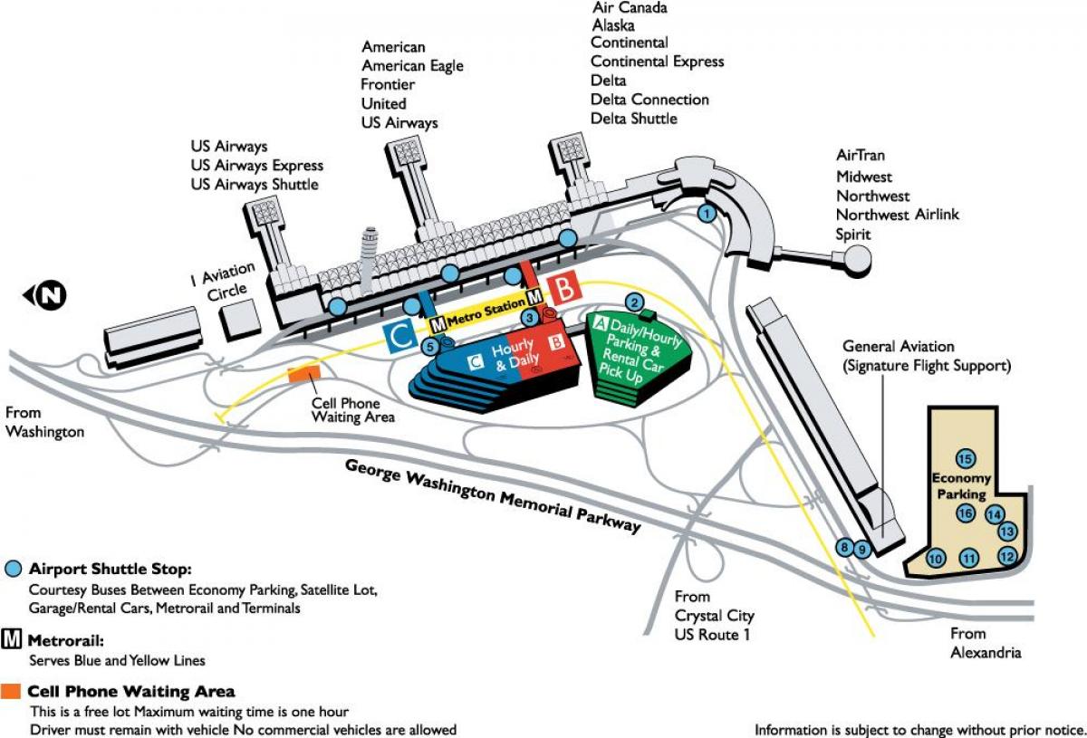 ronald reagan washington national airport-kartta