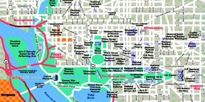 Washington dc: n nähtävyydet kartta